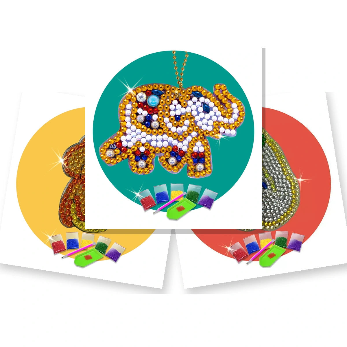 Kit Pintura com Diamantes Chaveiro para Personalizar Chaves e Bolsas - Pintura com Diamantes
