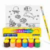 Kit Pintura Tela Riscada Souza & Cia 16x22cm Fundo do Mar + Guache Acrilex 12 Cores + Pincel Condor