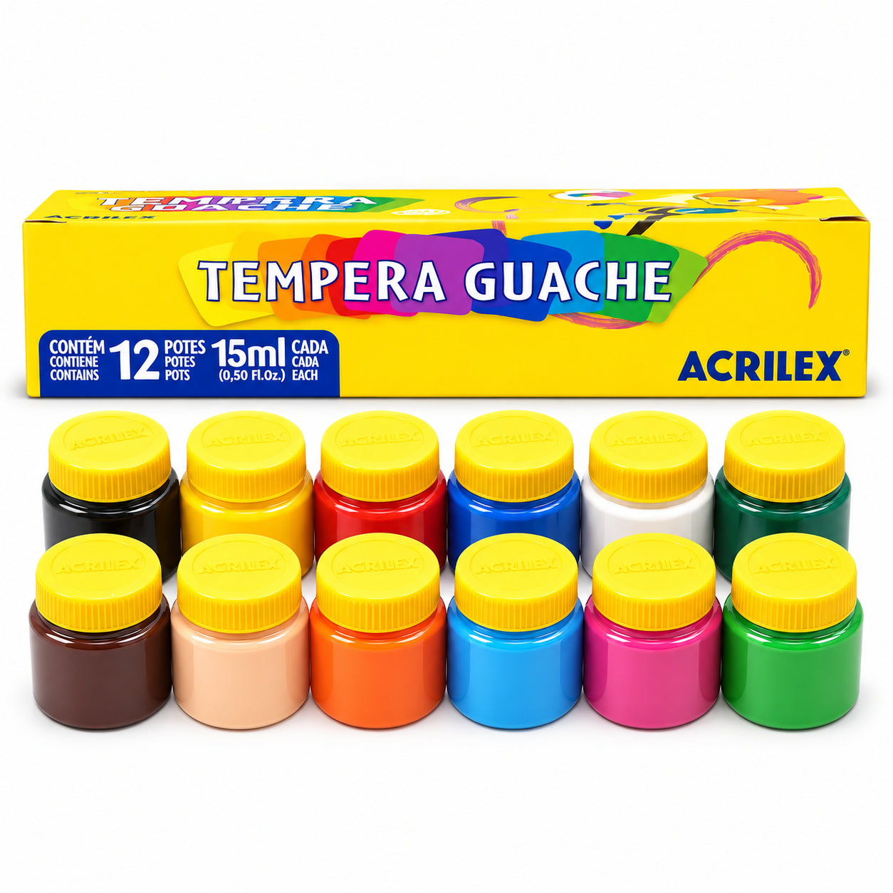 Kit Pintura Tela Riscada Souza & Cia 16x22cm Fundo do Mar + Guache Acrilex 12 Cores + Pincel Condor