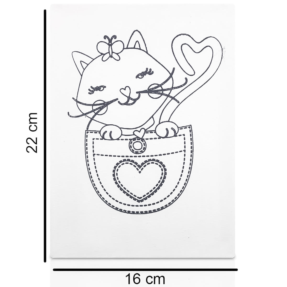 Kit Pintura Tela Riscada Souza & Cia 16x22cm Gatinha + Guache Acrilex 12 Cores + Pincel Condor