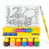 Kit Pintura Tela Riscada Souza & Cia 16x22cm Polvo + Guache Acrilex 12 Cores + Pincel Condor