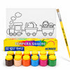 Kit Pintura Tela Riscada Souza & Cia 16x22cm Trem + Guache Acrilex 12 Cores + Pincel Condor