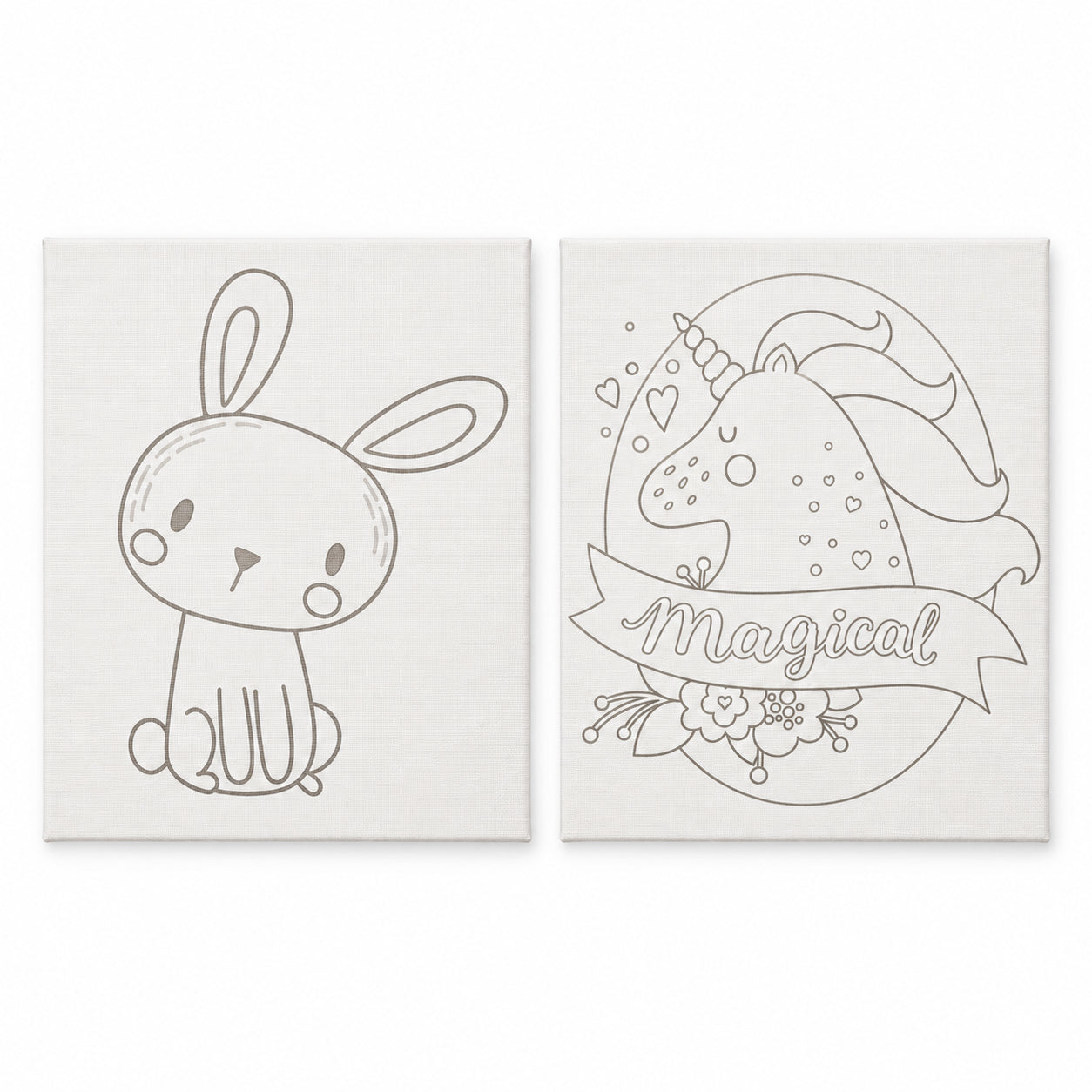 Kit Pintura Infantil Luarte 2 Telas 20x30cm Coelho e Unicórnio + Guache