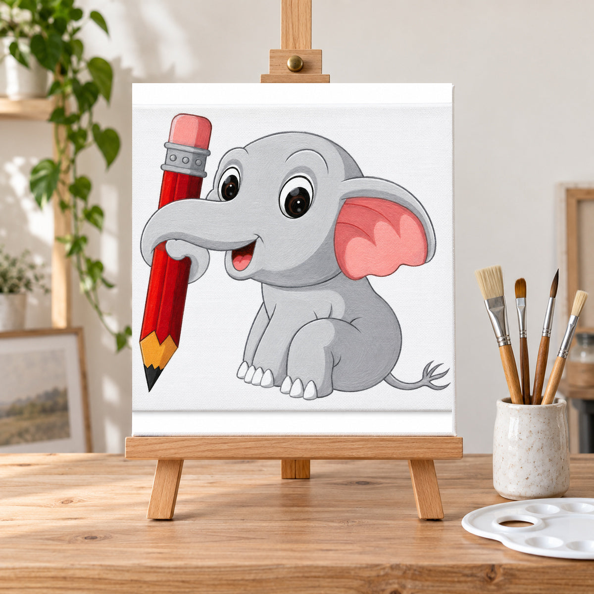 Kit Pintura Infantil Luarte 2 Telas 20x30cm Elefante e Urso + Guache