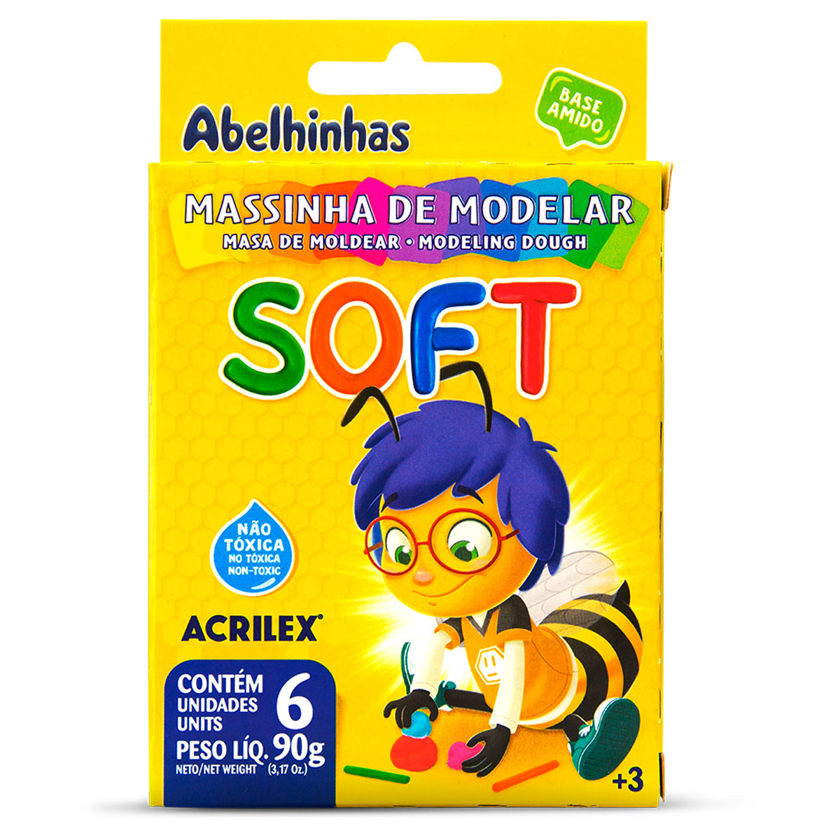 Kit 6 Estojos Massinha Soft Art Kids Acrilex 90g 6 Cores