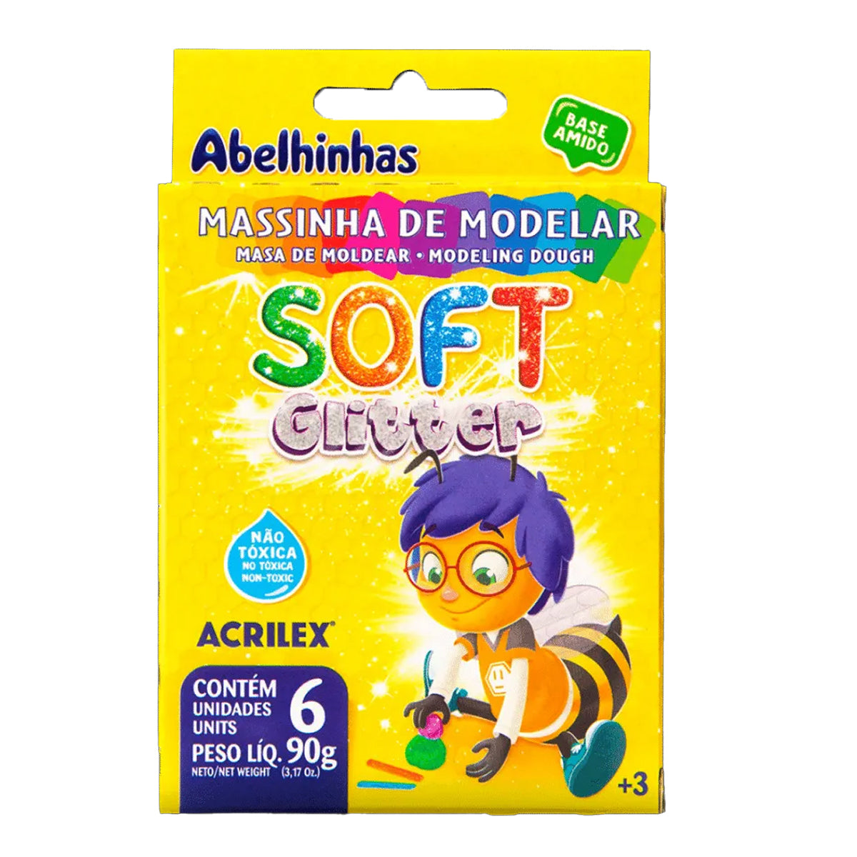 Kit 2 Massinhas Soft Acrilex 90g Tradicional + Glitter