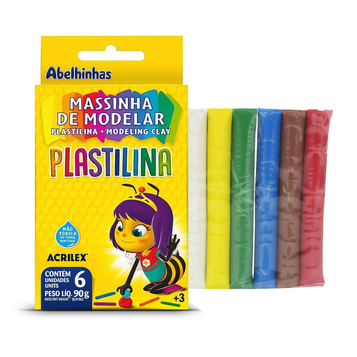 Kit 6 Massinhas Plastilina Acrilex 90g 6 Cores