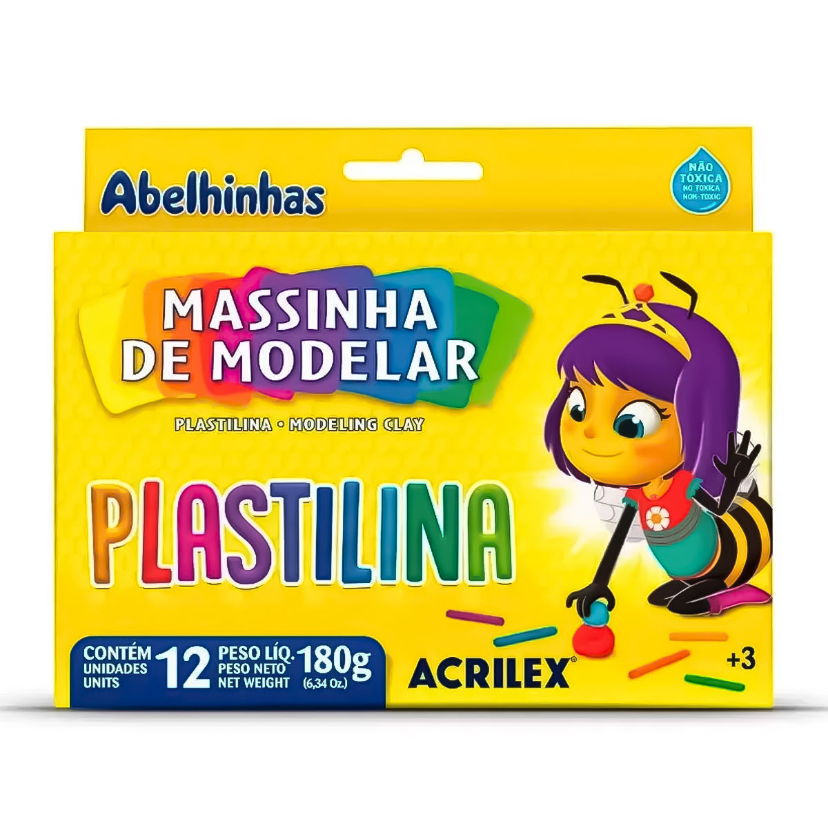Kit 6 Massinhas Plastilina Acrilex 180g 12 Cores
