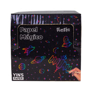 Papel Mágico Preto com 24 Folhas e Palito para Desenho Colorido - Yin's Paper