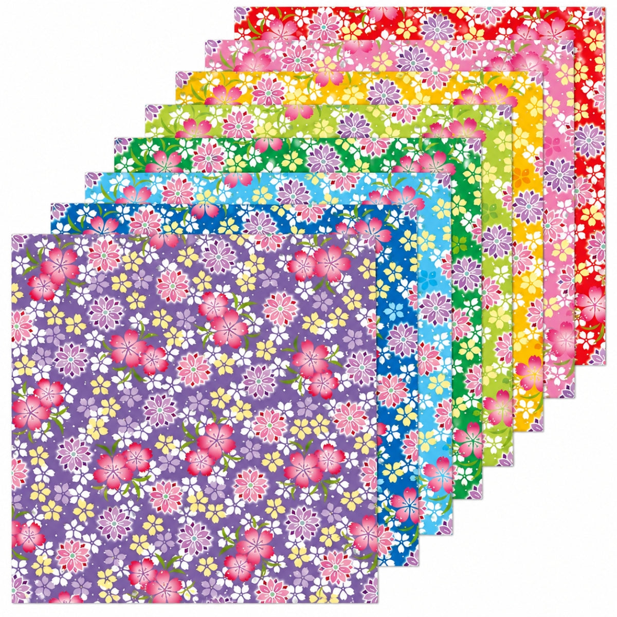 Papel Dobrável Origami 32 Folhas Toyo Yuzen Chiyogami Flower 15x15cm - Miwa