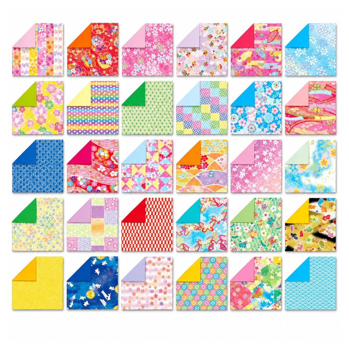 Papel Dobrável Origami 120 Folhas Toyo Washi Chiyogami Tsukishi  7,5x7,5cm - Miwa