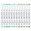 Kit 12 Marcadores Ponta Dupla Pictom Tons De Verde - Artools