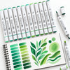 Kit 12 Marcadores Ponta Dupla Pictom Tons De Verde - Artools