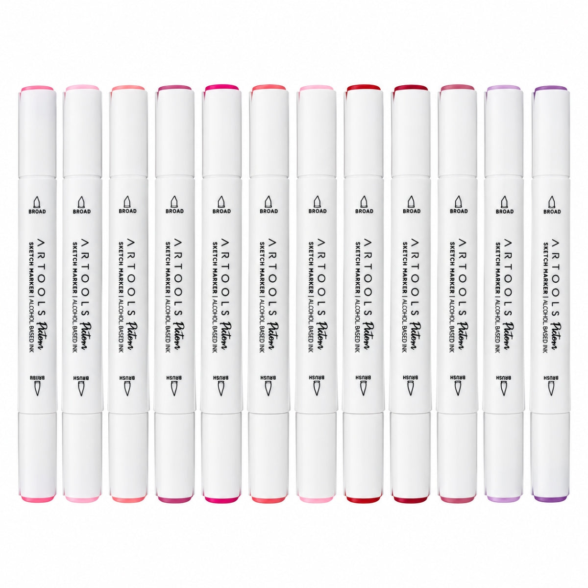 Kit 12 Marcadores Ponta Dupla Pictom Rosa Vermelho Lilás - Artools