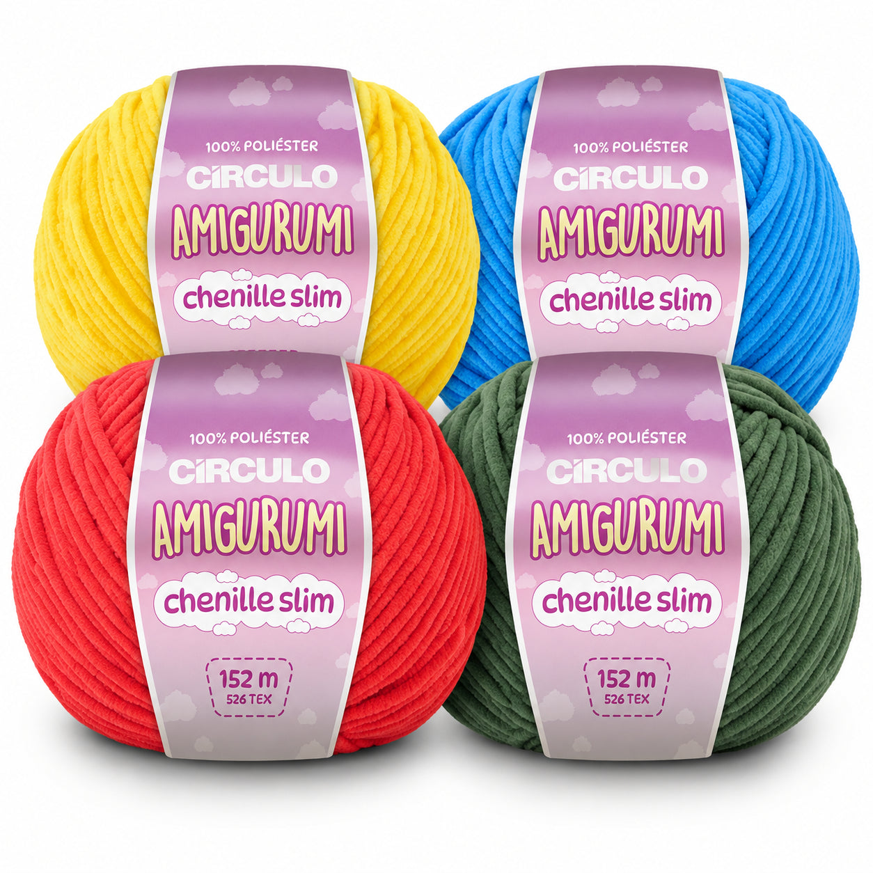 Fio Amigurumi Chenille Slim 80g 152m Tex 526 para Crochê e Tricô - Círculo