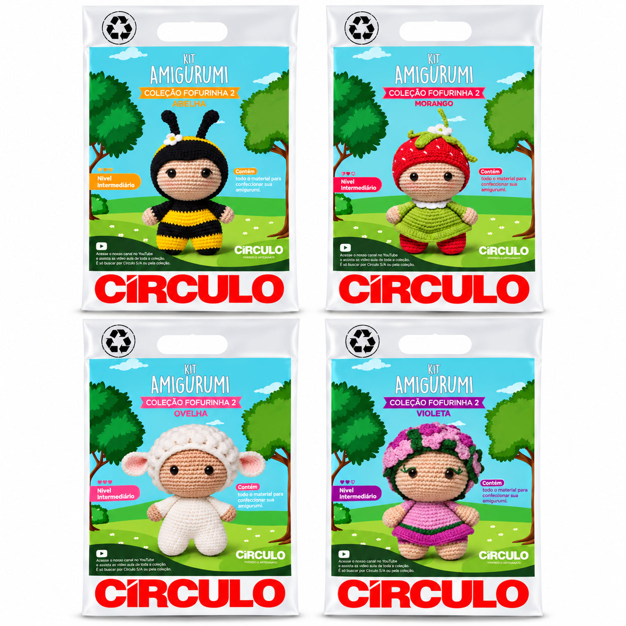 Kit Amigurumi Coleção Fofurinha 2 para Crochê - Círculo