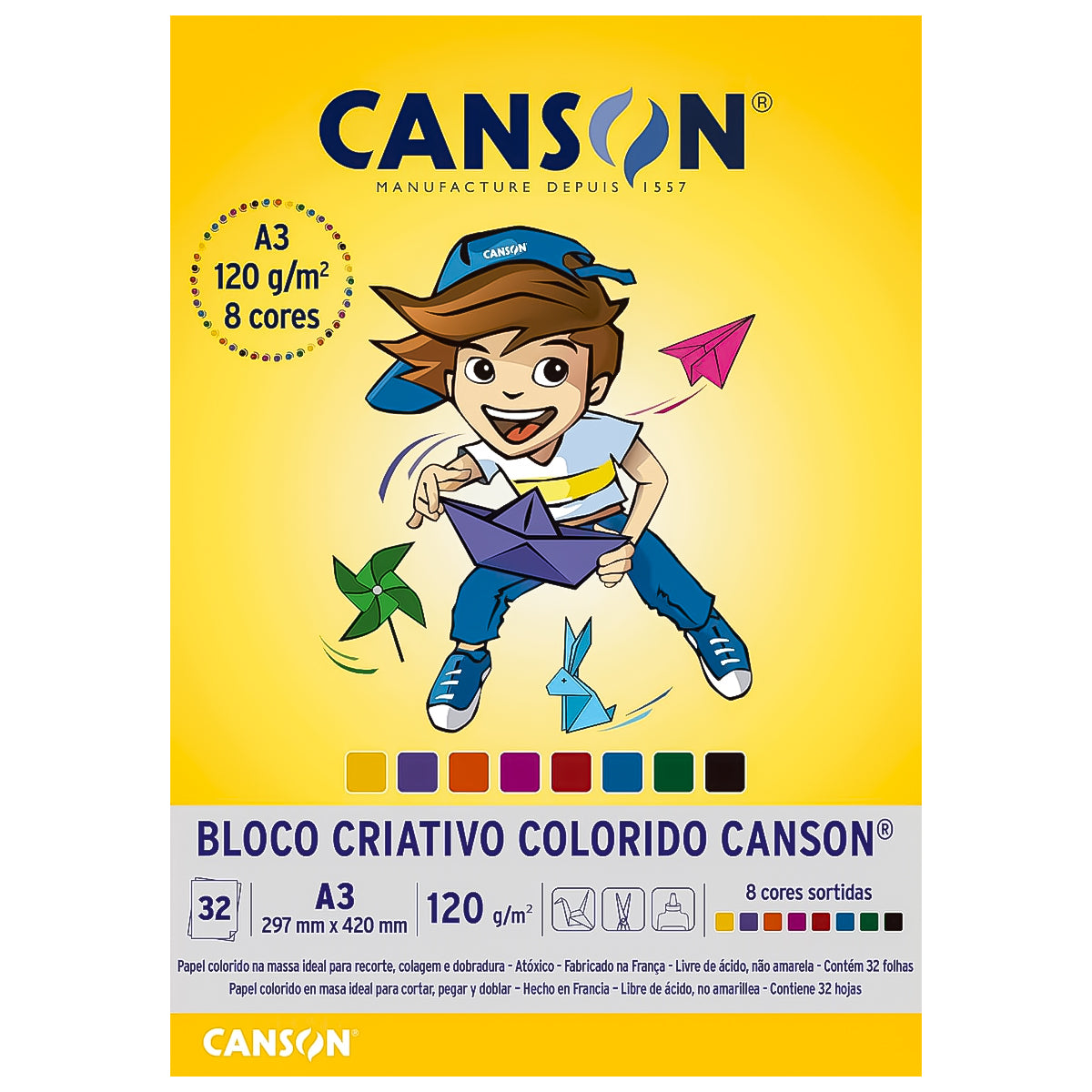 Bloco Canson Linha Escolar Criativo Card 120 g/m² 8 Cores