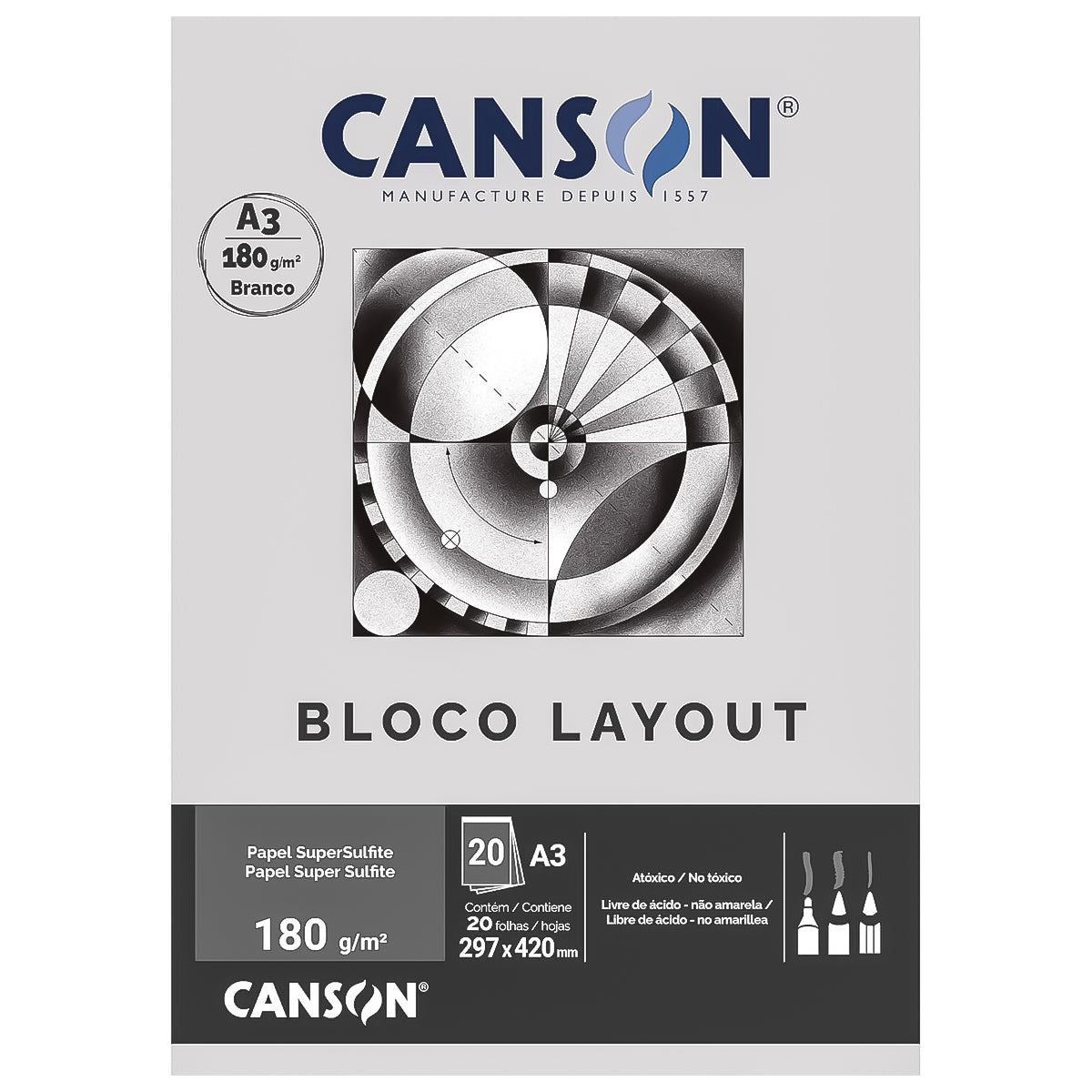 Bloco Canson Linha Técnica Layout 180 g/m² 20 Folhas