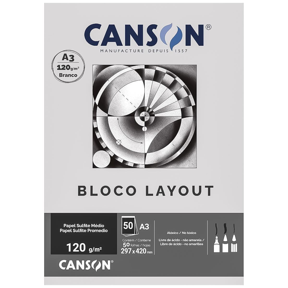 Bloco Canson Linha Técnica Layout 120 g/m² 50 Folhas