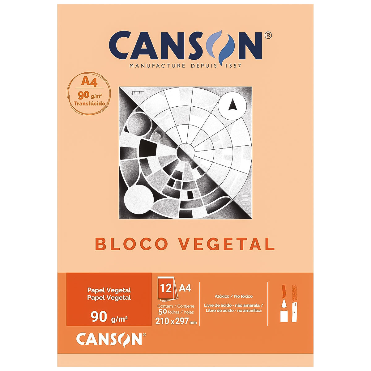 Bloco Canson Linha Técnica Vegetal 90gr 50 Folhas