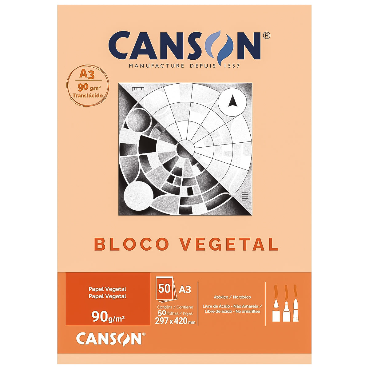 Bloco Canson Linha Técnica Vegetal 90gr 50 Folhas