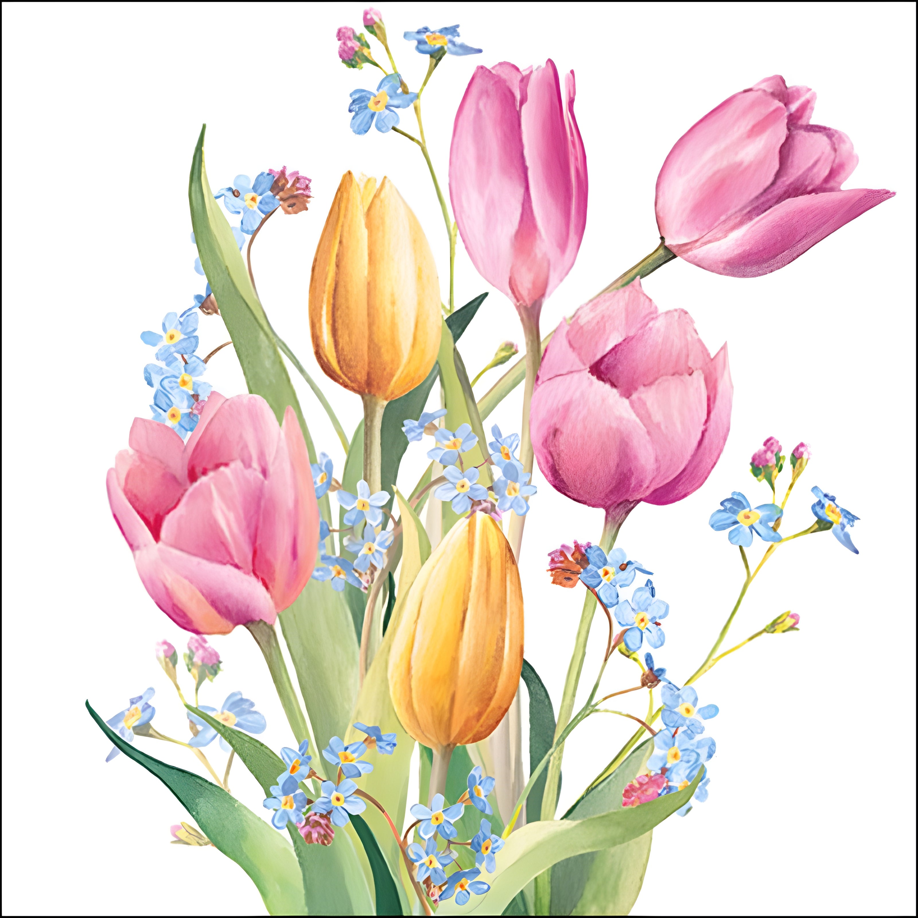 Guardanapo para Decoupage Ambiente 33x33cm com 2 Unidades - Buquê de Tulipas