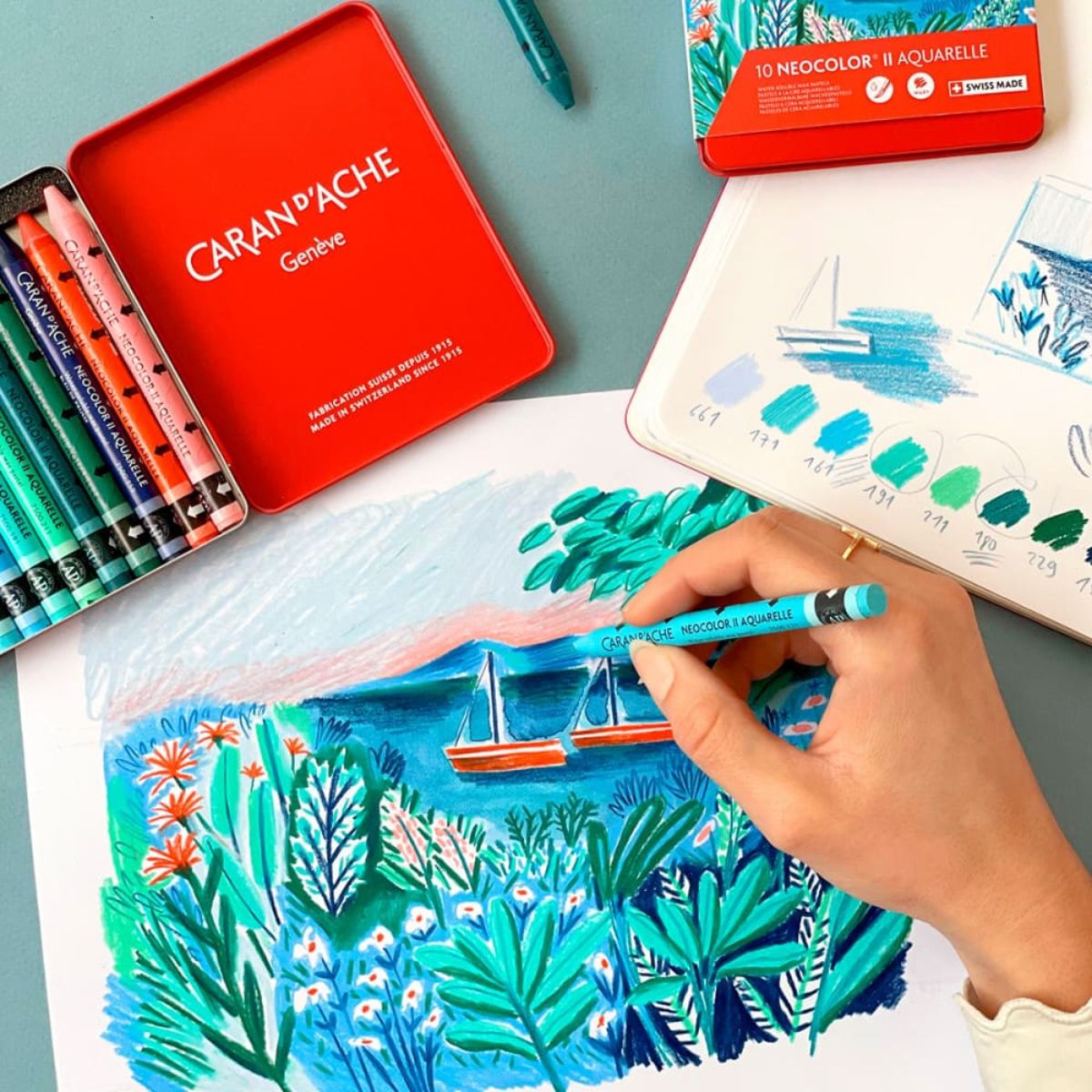 Estojo Giz Pastel Oleoso Caran D'ache Neocolor Ii Aquarelável com 84 Cores