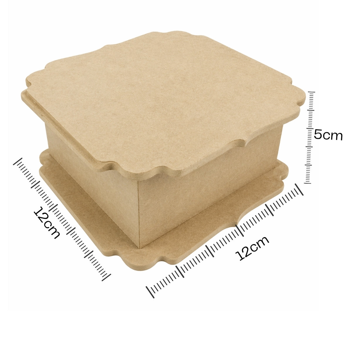Caixa de Chá Trabalhada com 4 Divisórias em Mdf Cru 12x12x5cm