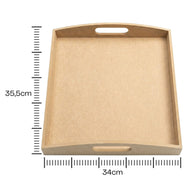 Bandeja Arco Madeira Mdf Cru 35,5x34x7,5cm