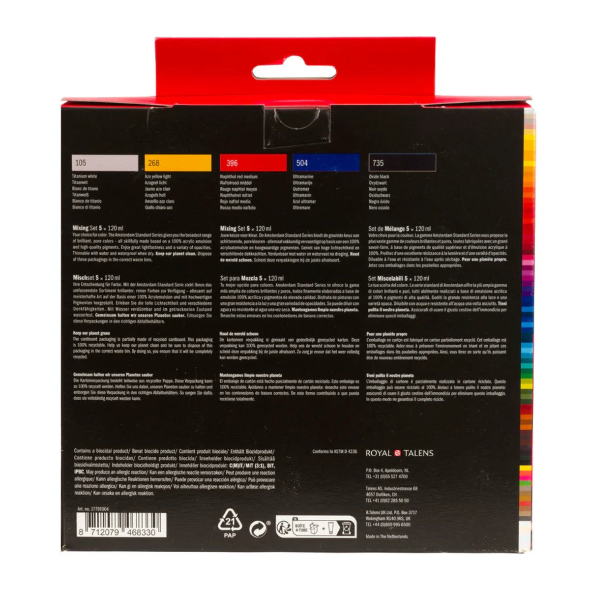 Estojo Tinta Acrílica Amsterdam Standard Series 120ml 5 Cores Mixing 17791904 - Royal & Talens