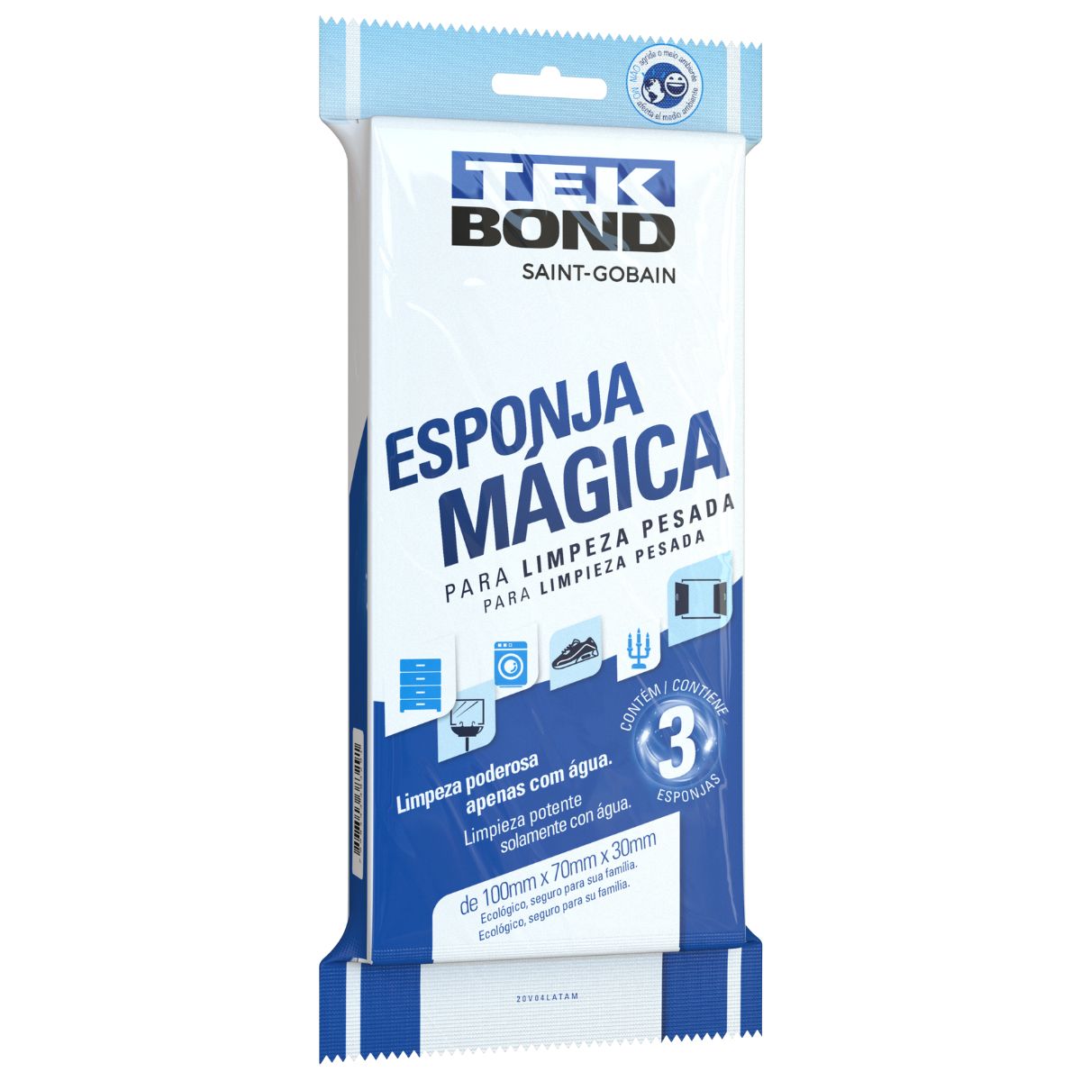 Esponja Mágica Tekbond 10x7x3cm com 3 Unidades