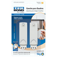 Gancho Adesivo Removivel Tekbond Quadro 7,5x2,7cm - Branco 2 Unidades