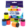 Estojo Tinta para Tecido Acrilex Art Teen Neon 15ml com 6 Cores