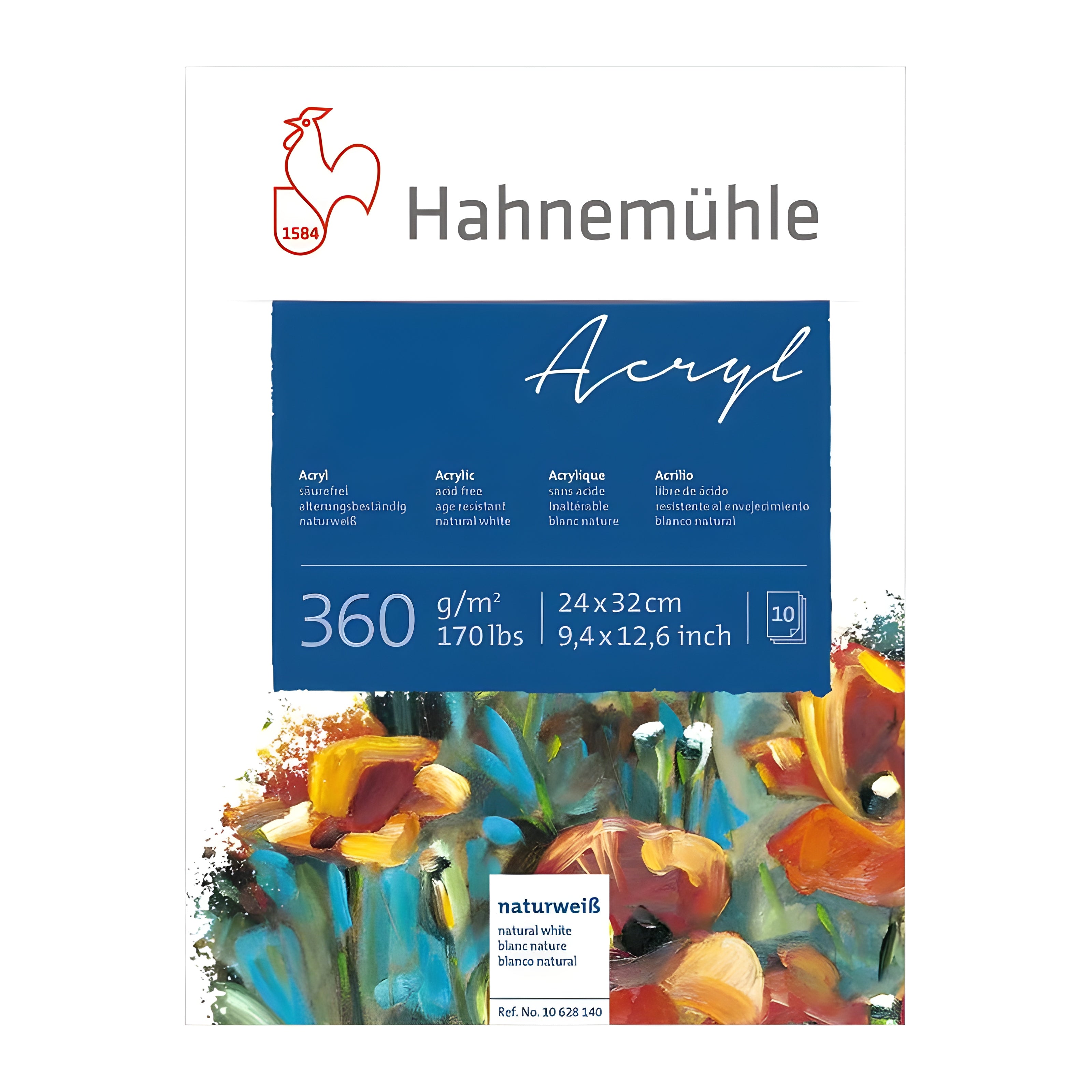 Bloco de Papel para Acrílica Hahnemühle 360g/m² Branco Natural com 10 Folhas
