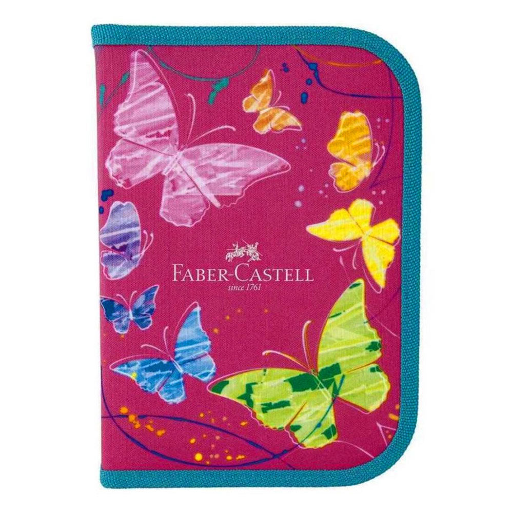 Estojo Escolar Nylon Borboleta Rosa - Faber-castell 18.2208Rs