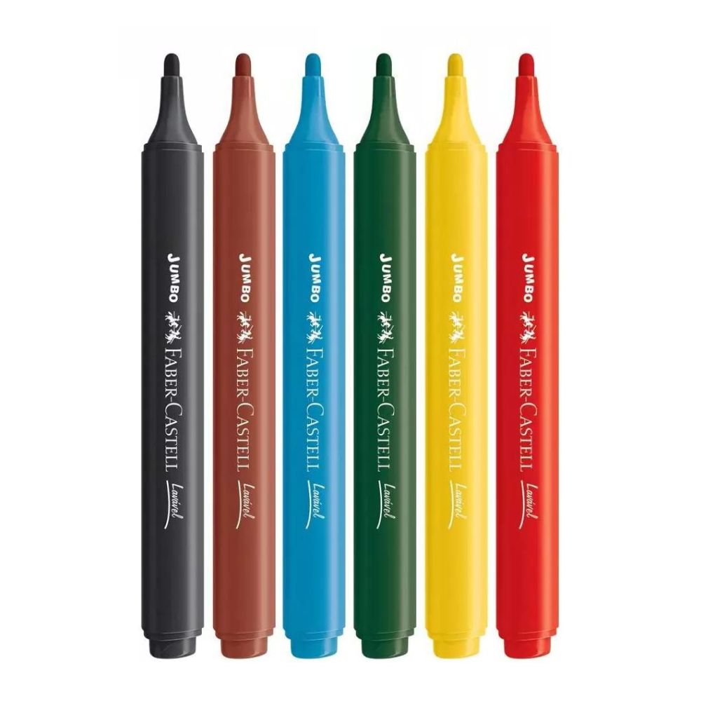 Canetas Hidrográficas Jumbo Triangulares 6 Cores - Faber-castell 15.0206J