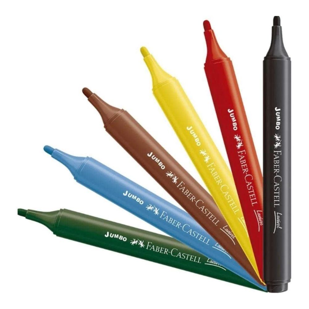 Canetas Hidrográficas Jumbo Triangulares 6 Cores - Faber-castell 15.0206J