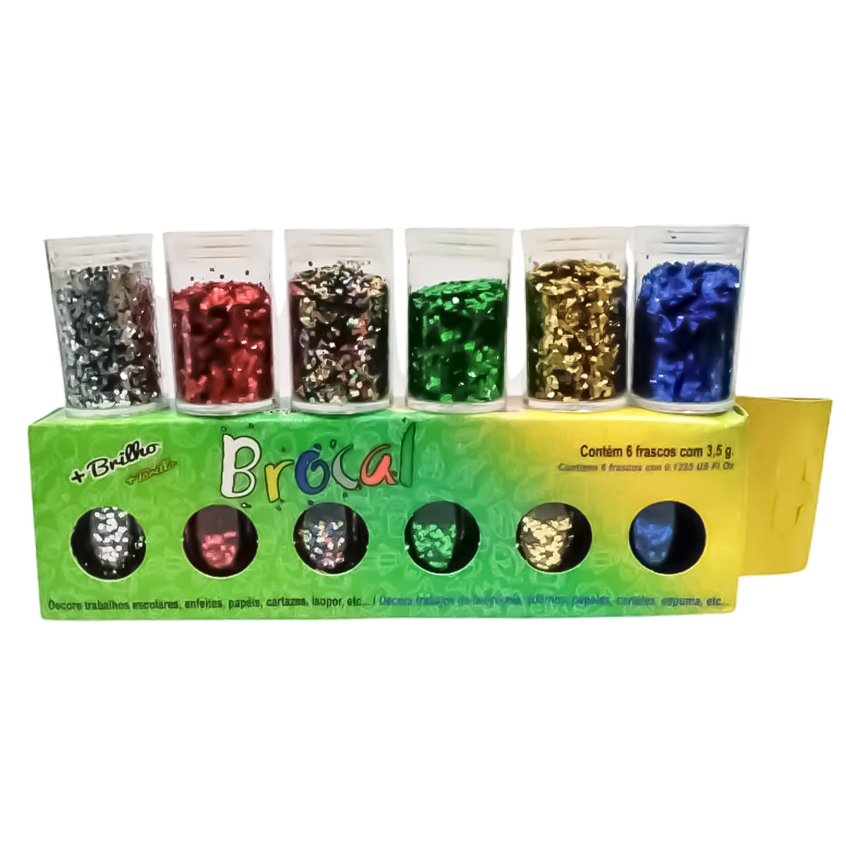 Kit Escolar Glitter Brocal 3g com 6 Cores 