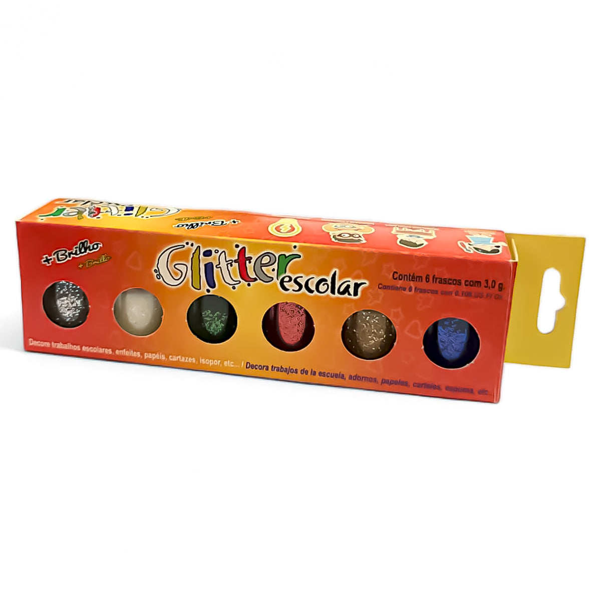 Kit Escolar Conjunto com 6 Cores Glitter Sortidas