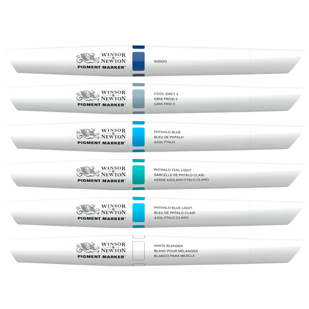 Pigment Marker Winsor & Newton com 6 Tons de Azul
