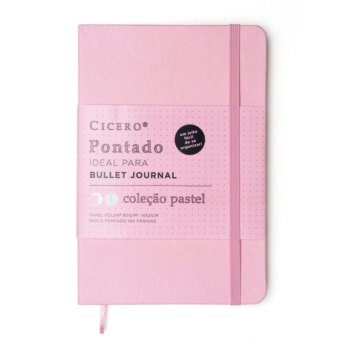 Caderneta Clássica Cicero Rosa Pastel 14x21cm 160 Páginas Pontada