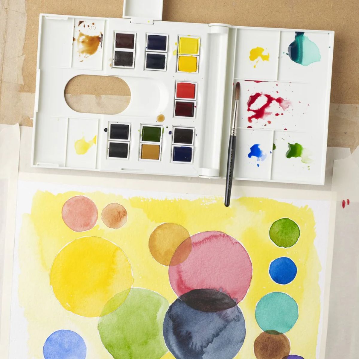 Estojo Tinta Aquarela Pastilha Profissional Winsor & Newton Compact com 16 Peças