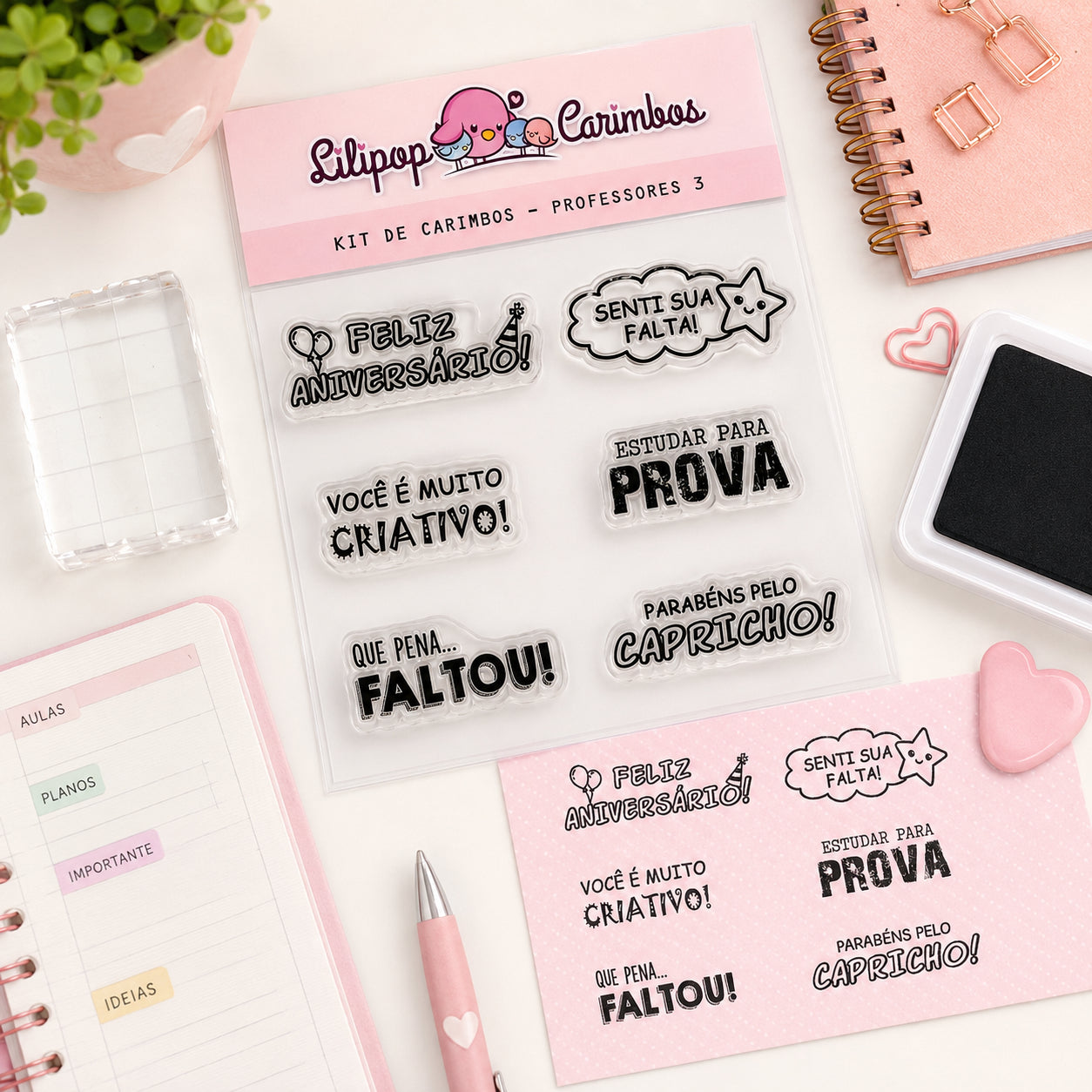 Kit Carimbos Professor 3 Scrapbook Artesanato - Lilipop