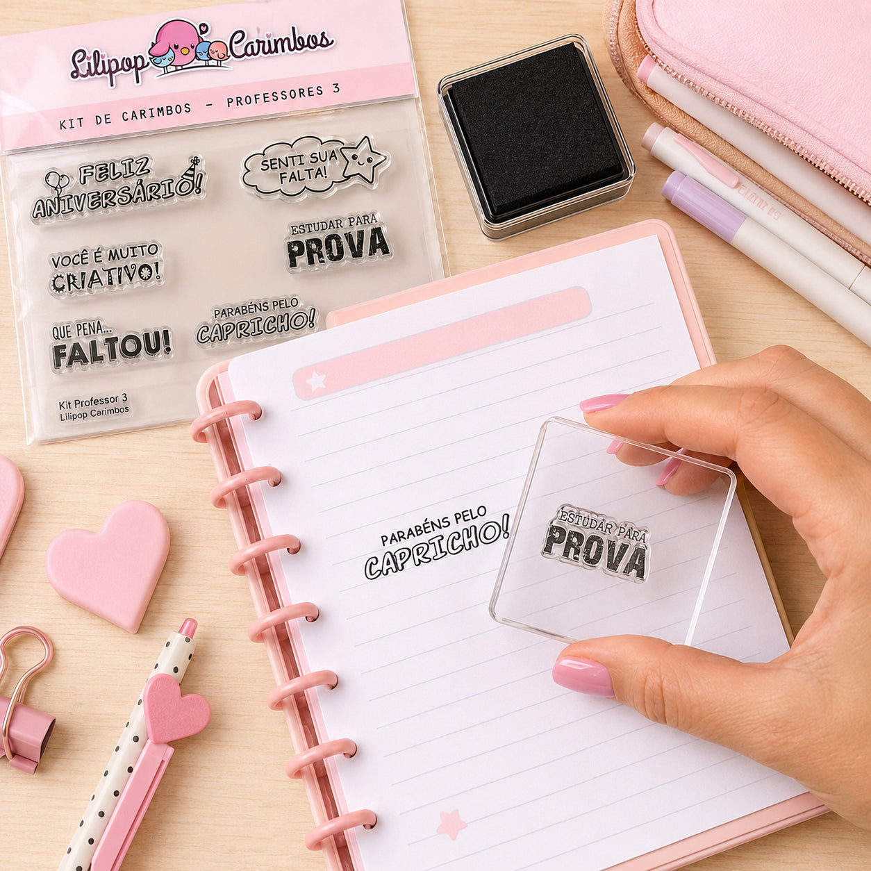Kit Carimbos Professor 3 Scrapbook Artesanato - Lilipop