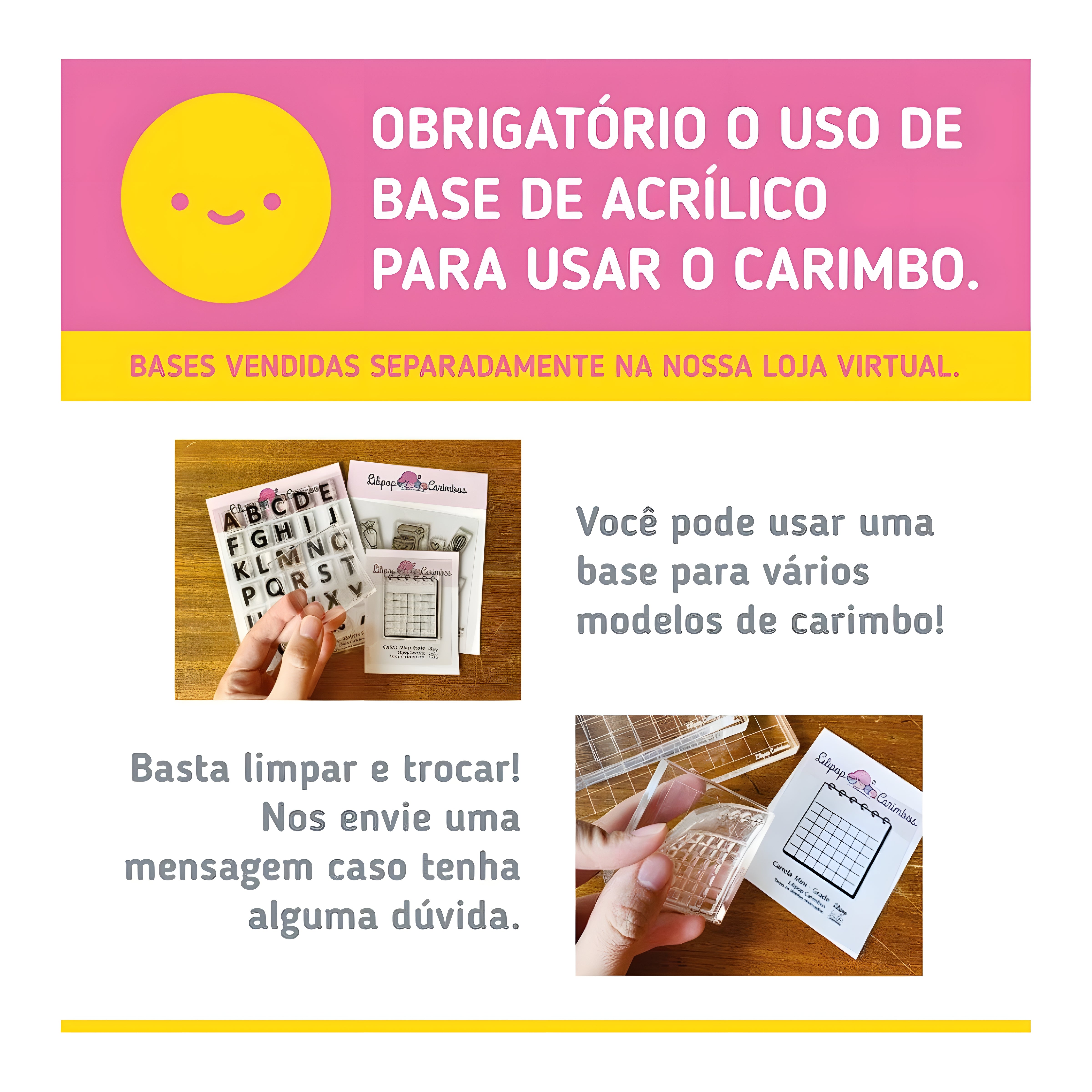 Kit Carimbos Rostinhos 3 Scrapbook Artesanato - Lilipop