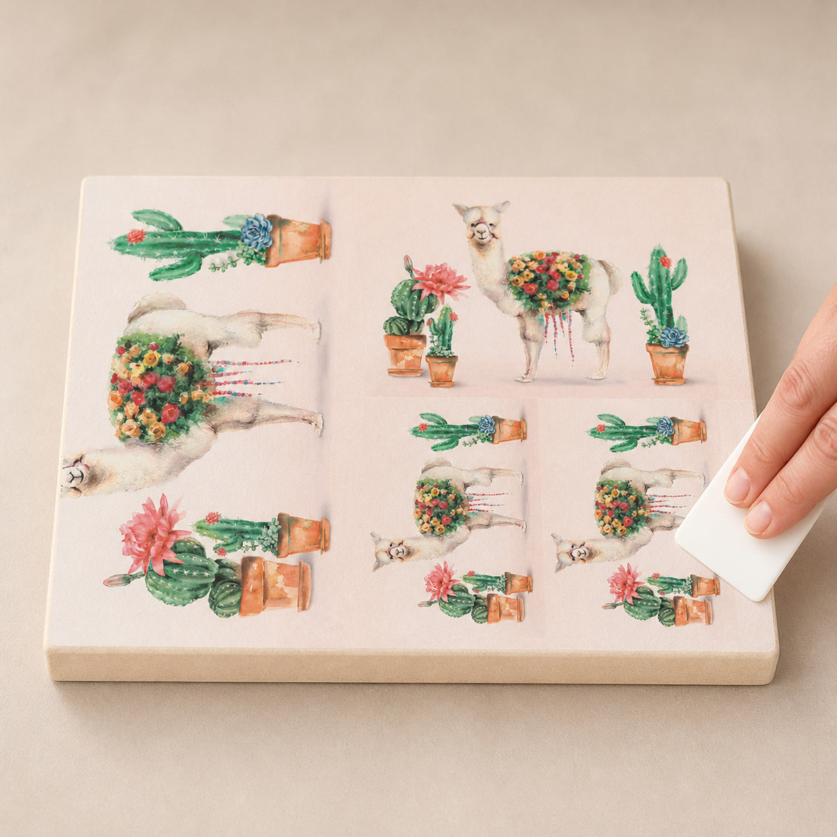 Papel de Seda Opapel Lhama e Cactos 30x45cm para Decoupage e Artesanato 2565 - Opa