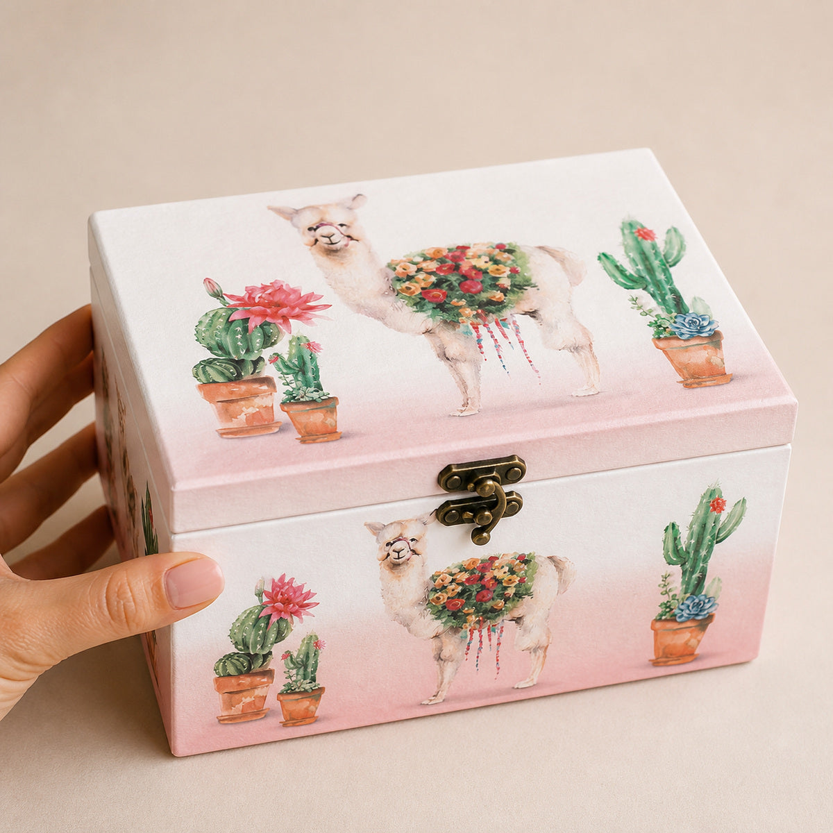 Papel de Seda Opapel Lhama e Cactos 30x45cm para Decoupage e Artesanato 2565 - Opa
