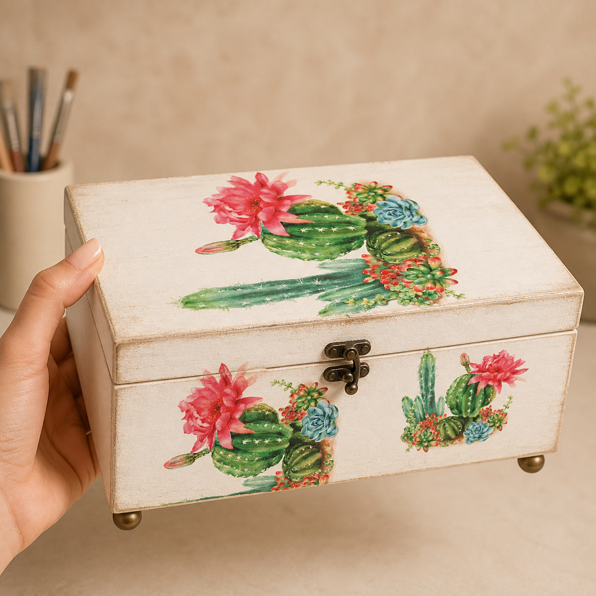 Papel de Seda Opapel Plantas Cactos 30x45cm para Decoupage e Artesanato 2567 - Opa