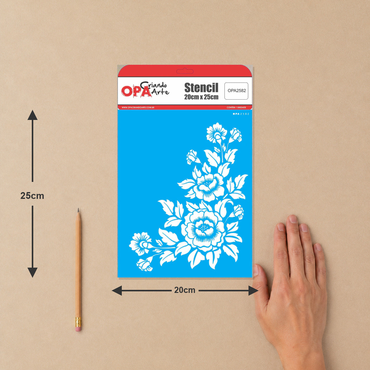 Stencil Cantoneira Flores 20x25cm para Pintura Decorativa e Artesanato 2582 - Opa