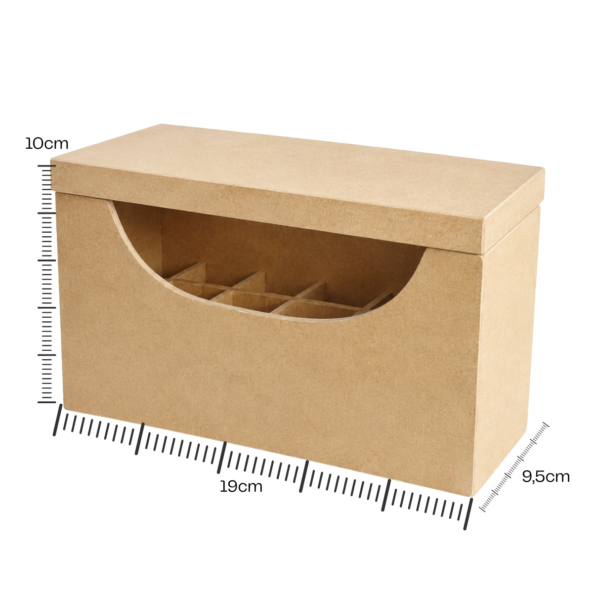 Porta Batom com 13 Cavidades e Tampa Mdf Cru 19x10x9,5cm